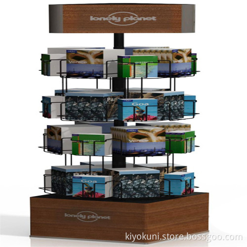 Rotary metal floor card display stands display for books and magazines